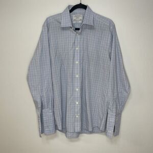 Charles Tyrwhitt Shirt Mens 16.5 33 Blue Long Sleeve Button Up Plaid Slim Fit